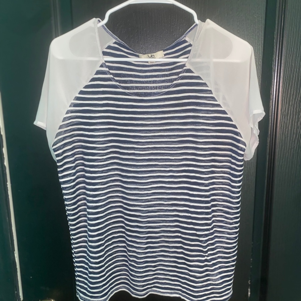 Dark blue and white striped shirt